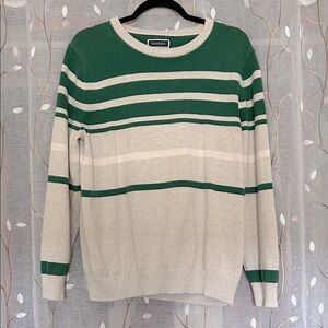 Club Room Green and Cream Striped Pullover